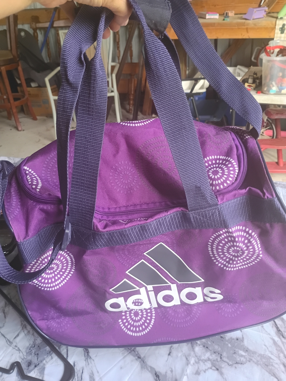 adidas Purple and White Patterned Tote Bag